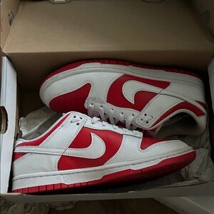 Nike White and Red Low-Top Sneakers